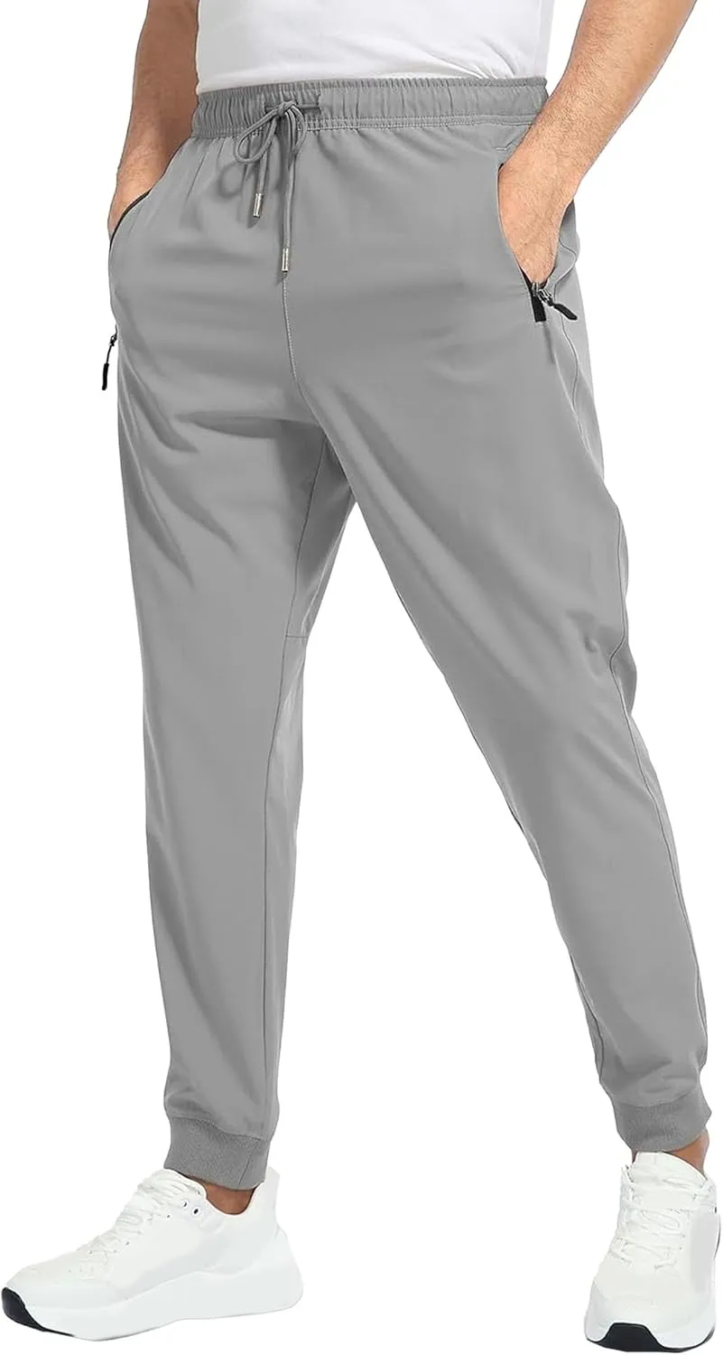 Men's Slim Fit Stretch Hiking Pants Drawstring Casual Jogger Trousers Elastic Waist Outdoor Summer Pants