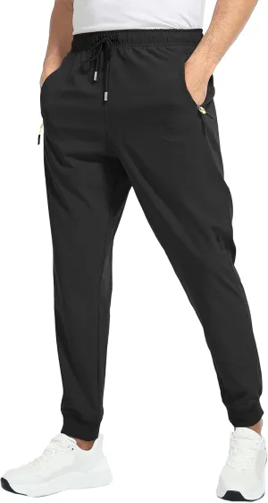 Men's Slim Fit Stretch Hiking Pants Drawstring Casual Jogger Trousers Elastic Waist Outdoor Summer Pants
