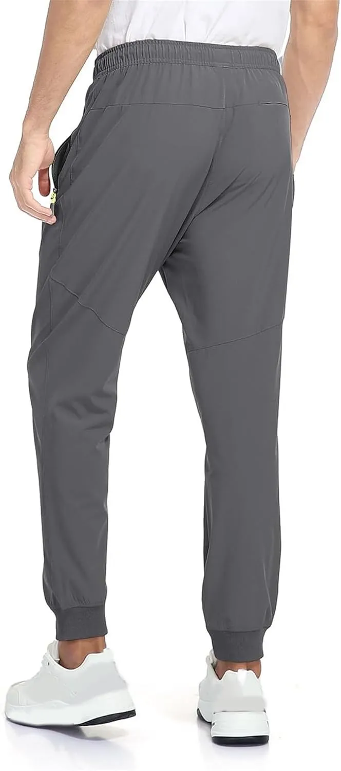 Men's Slim Fit Stretch Hiking Pants Drawstring Casual Jogger Trousers Elastic Waist Outdoor Summer Pants