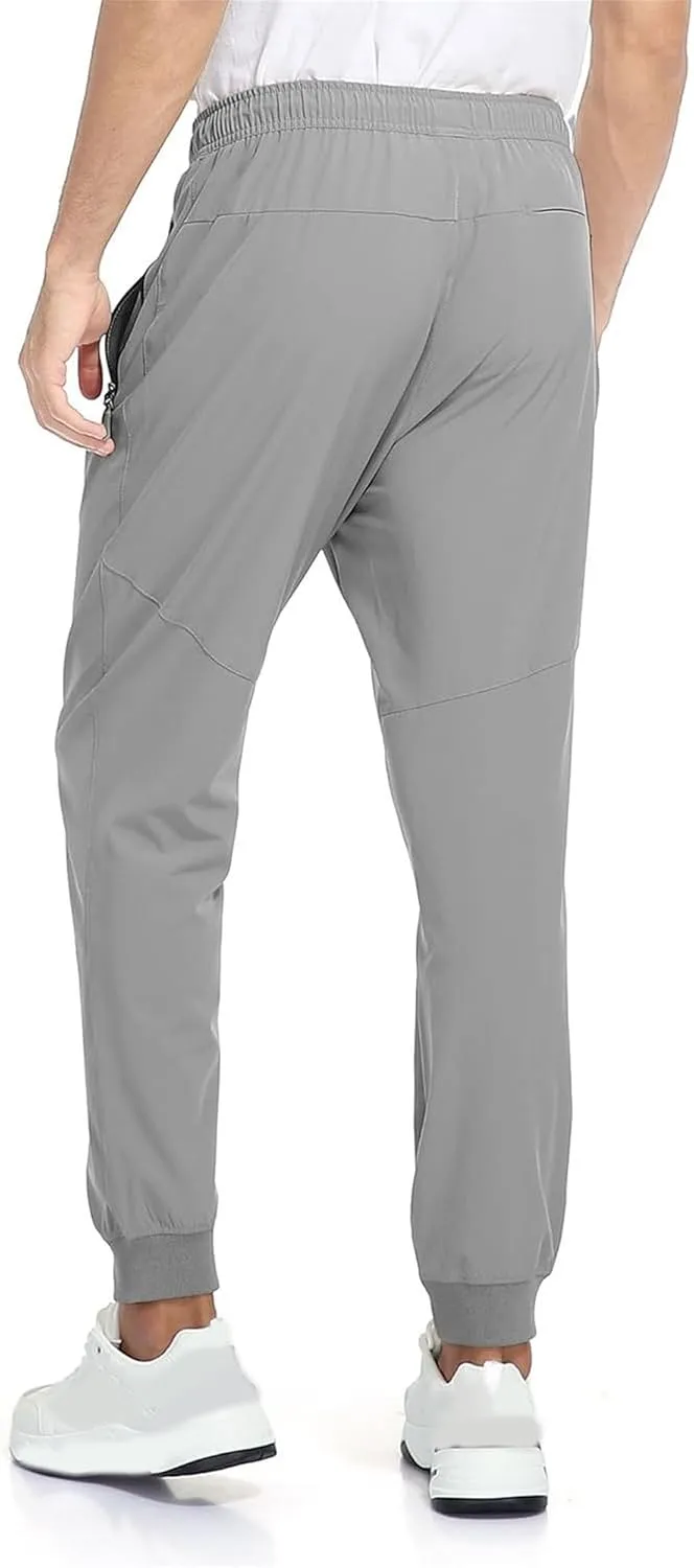 Men's Slim Fit Stretch Hiking Pants Drawstring Casual Jogger Trousers Elastic Waist Outdoor Summer Pants