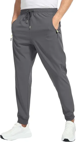Men's Slim Fit Stretch Hiking Pants Drawstring Casual Jogger Trousers Elastic Waist Outdoor Summer Pants