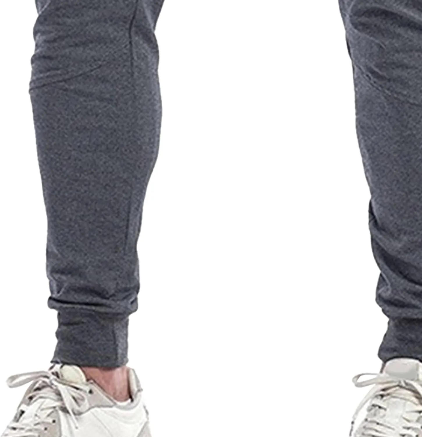Men's Slim Fit Stretch Solid Hiking Pants Cotton Casual Running Athletic Pants Elastic Waist Zipper Trousers