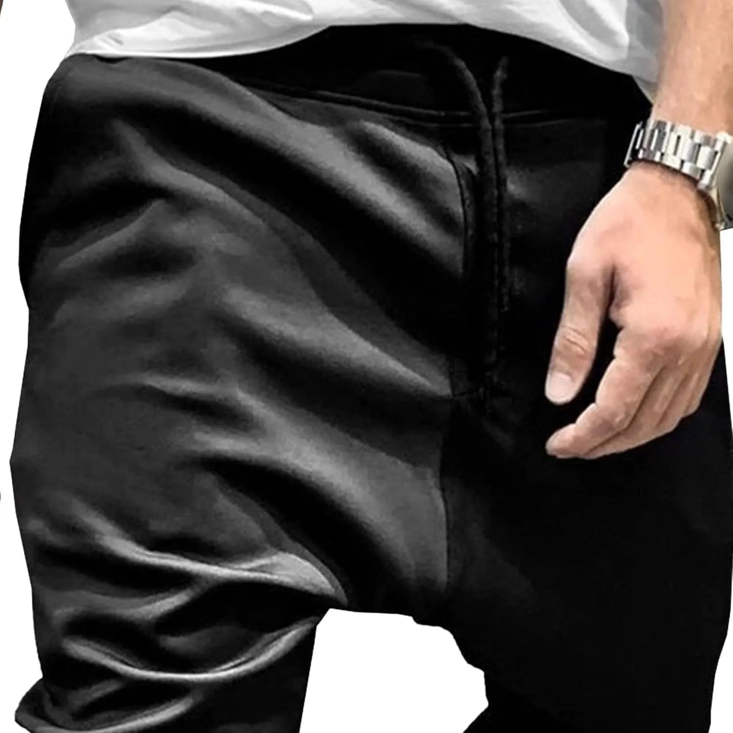 Men's Slim Fit Stretch Srtlish Casual Pants Elastic Waist Hip Hop Outdoor Pants Casual Sweatpants Athletic Trousers