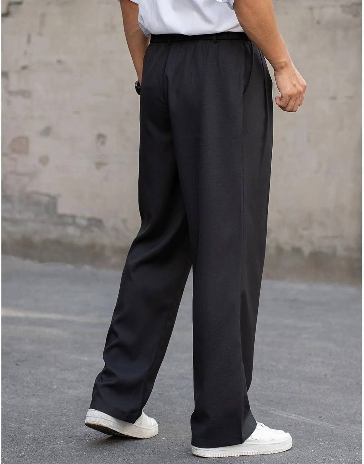 Men's Solid Straight Leg Business Pants Loose Fit Solid Dress Trousers Lightweight Casual Outdoor Sweatpants