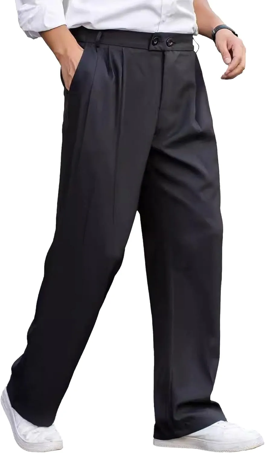 Men's Solid Straight Leg Business Pants Loose Fit Solid Dress Trousers Lightweight Casual Outdoor Sweatpants