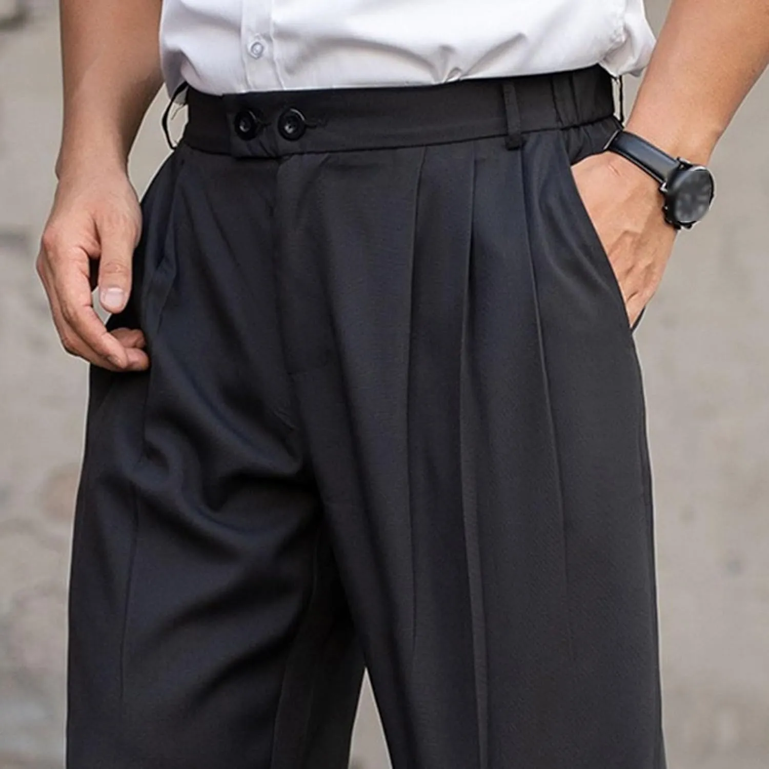 Men's Solid Straight Leg Business Pants Loose Fit Solid Dress Trousers Lightweight Casual Outdoor Sweatpants
