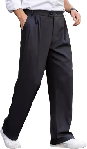 Men's Solid Straight Leg Business Pants Loose Fit Solid Dress Trousers Lightweight Casual Outdoor Sweatpants