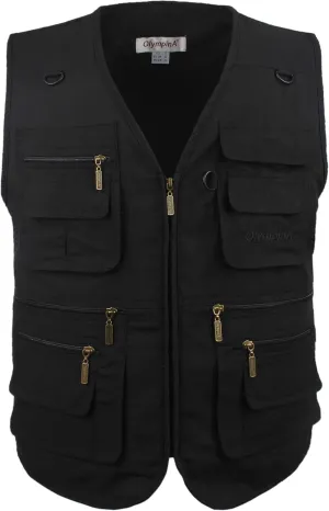 Men's Stone Washed Denim Multi-pocketed Fishing Work Outerwear Vest