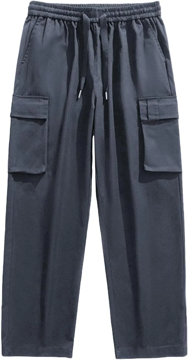 Men's Straight Leg Cargo Pants Relaxed Fit Stretch Tactical Sweatpants Lightweight Outdoor Work Hiking Pants with Pockets