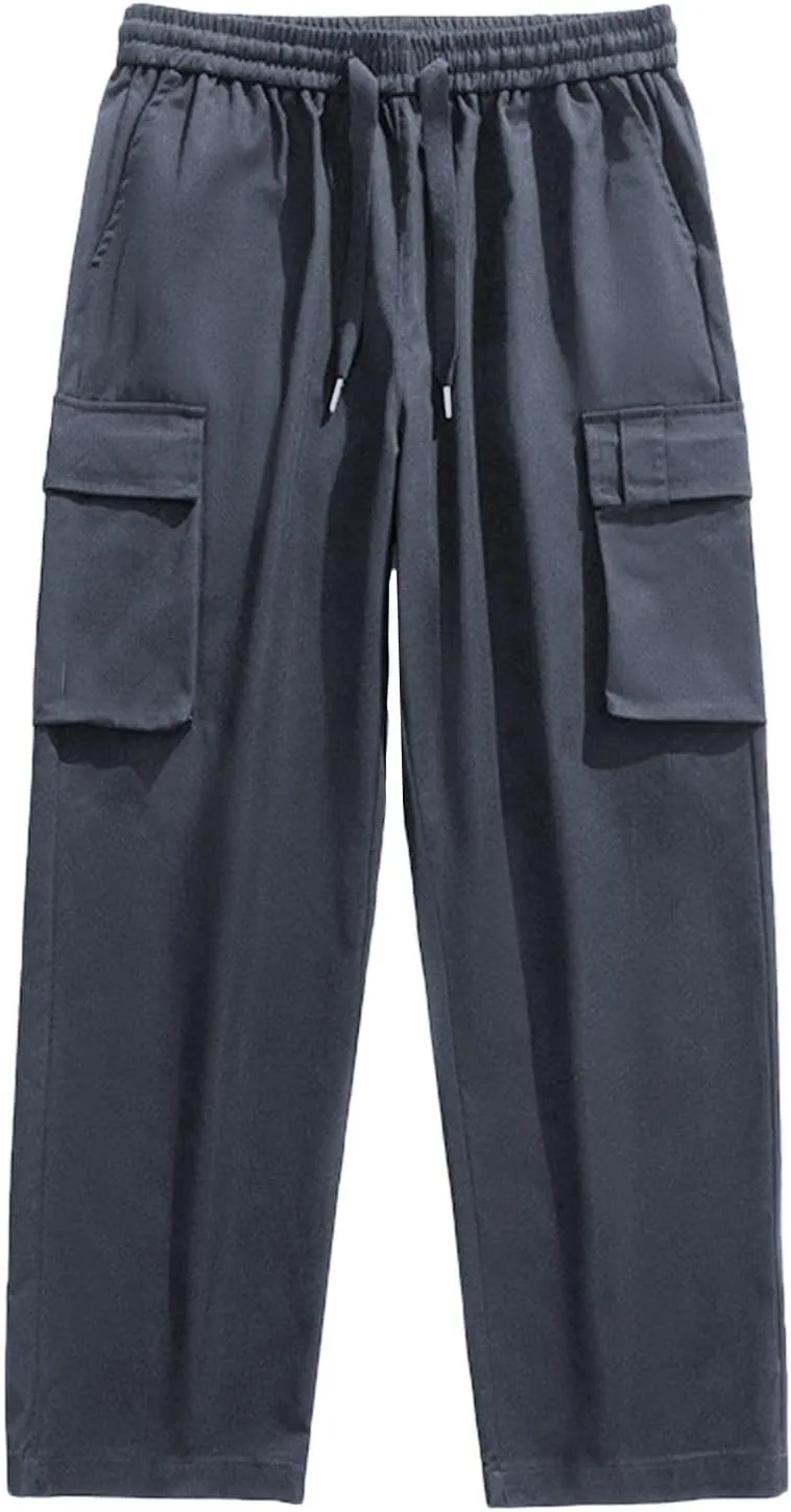Men's Straight Leg Cargo Pants Relaxed Fit Stretch Tactical Sweatpants Lightweight Outdoor Work Hiking Pants with Pockets
