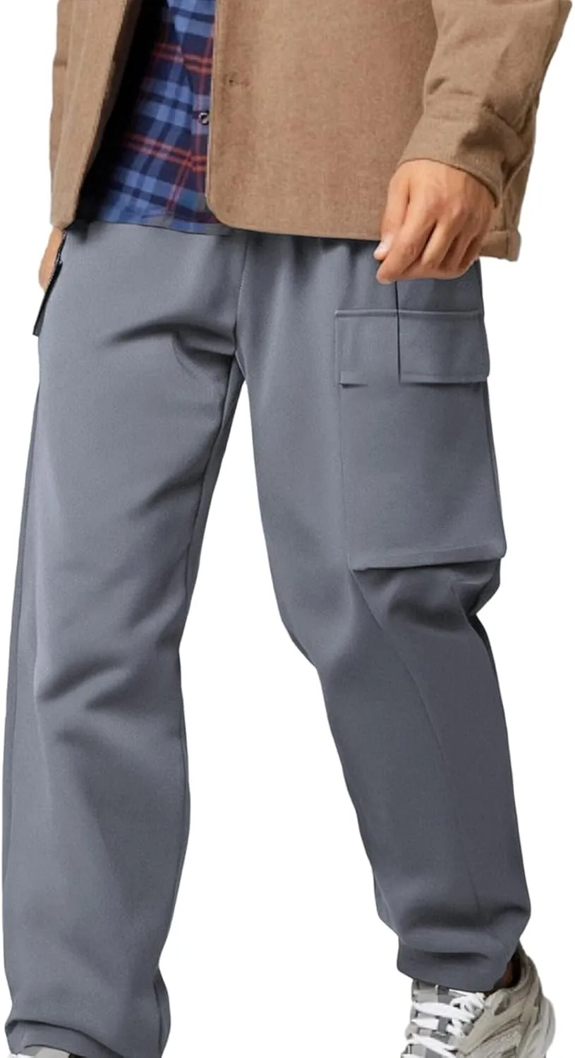 Men's Straight Leg Cargo Pants Relaxed Fit Stretch Tactical Sweatpants Lightweight Outdoor Work Hiking Pants with Pockets