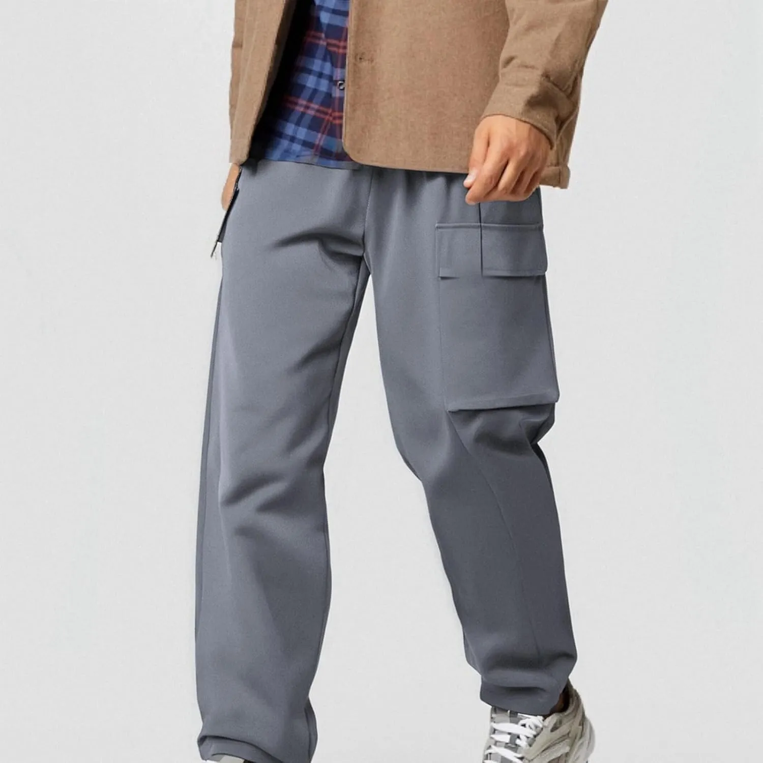 Men's Straight Leg Cargo Pants Relaxed Fit Stretch Tactical Sweatpants Lightweight Outdoor Work Hiking Pants with Pockets