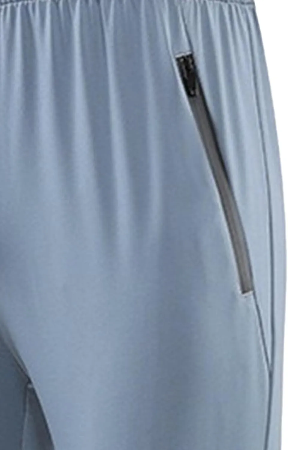 Men's Stretch Baggy Workout Athletic Pants Solid Straight Outdoor Trousers Elastic Waist Pants with Zipper Pockets