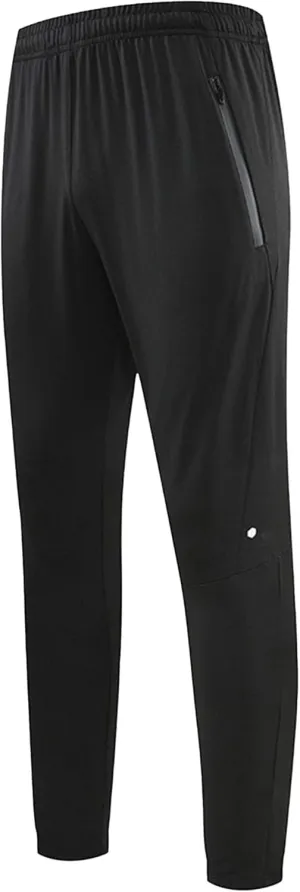 Men's Stretch Baggy Workout Athletic Pants Solid Straight Outdoor Trousers Elastic Waist Pants with Zipper Pockets