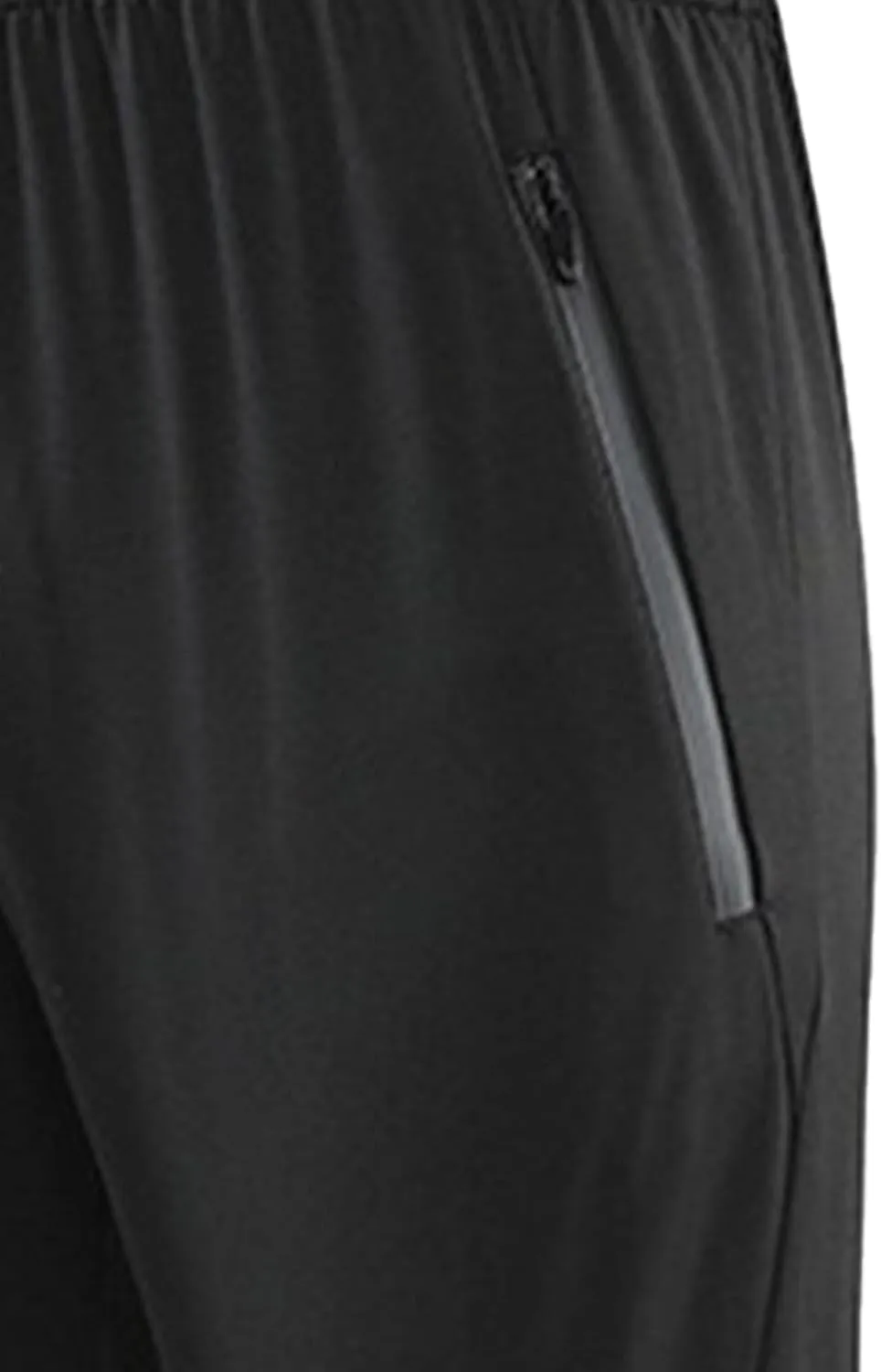 Men's Stretch Baggy Workout Athletic Pants Solid Straight Outdoor Trousers Elastic Waist Pants with Zipper Pockets