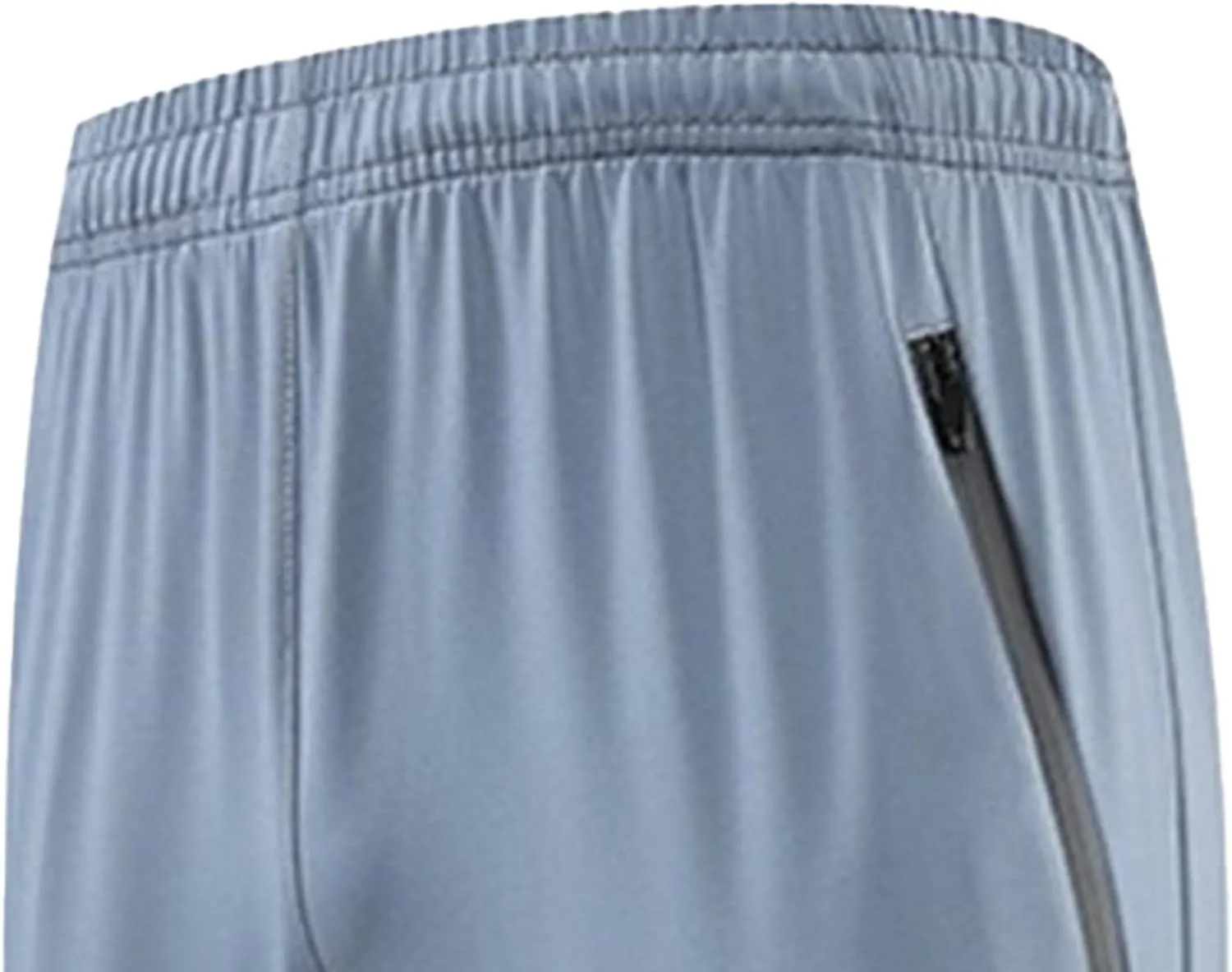 Men's Stretch Baggy Workout Athletic Pants Solid Straight Outdoor Trousers Elastic Waist Pants with Zipper Pockets
