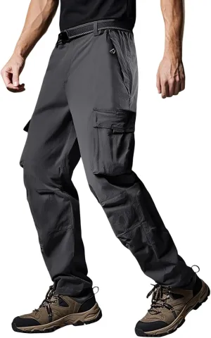 Mens Tactical Cargo Pants Loose Fit Stretch Casual Hiking Pants Lightweight Straight Leg Summer Athletic Joggers with Pockets