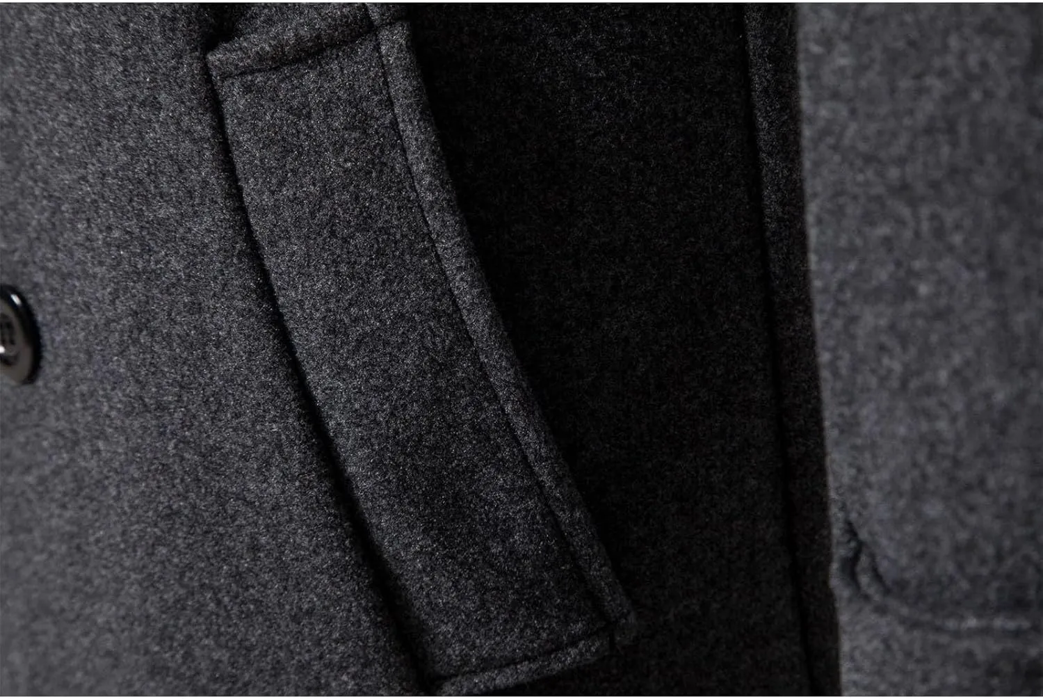 Men's Trench Coat Fashion Easy Notch Lapel Business Casual Fleece Jacket Solid Long Pea Coat Windbreaker Overcoat