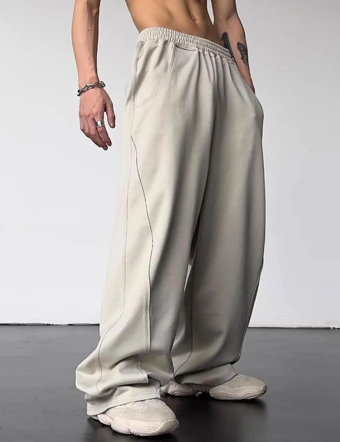 Mens Wide Leg Sweatpants Y2k Baggy Track Pants Loose Yoga Gym Pants Open Bottom Sweatpants for Men