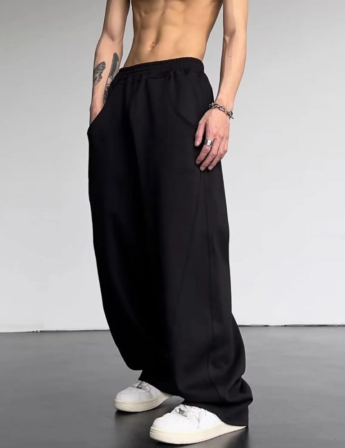 Mens Wide Leg Sweatpants Y2k Baggy Track Pants Loose Yoga Gym Pants Open Bottom Sweatpants for Men