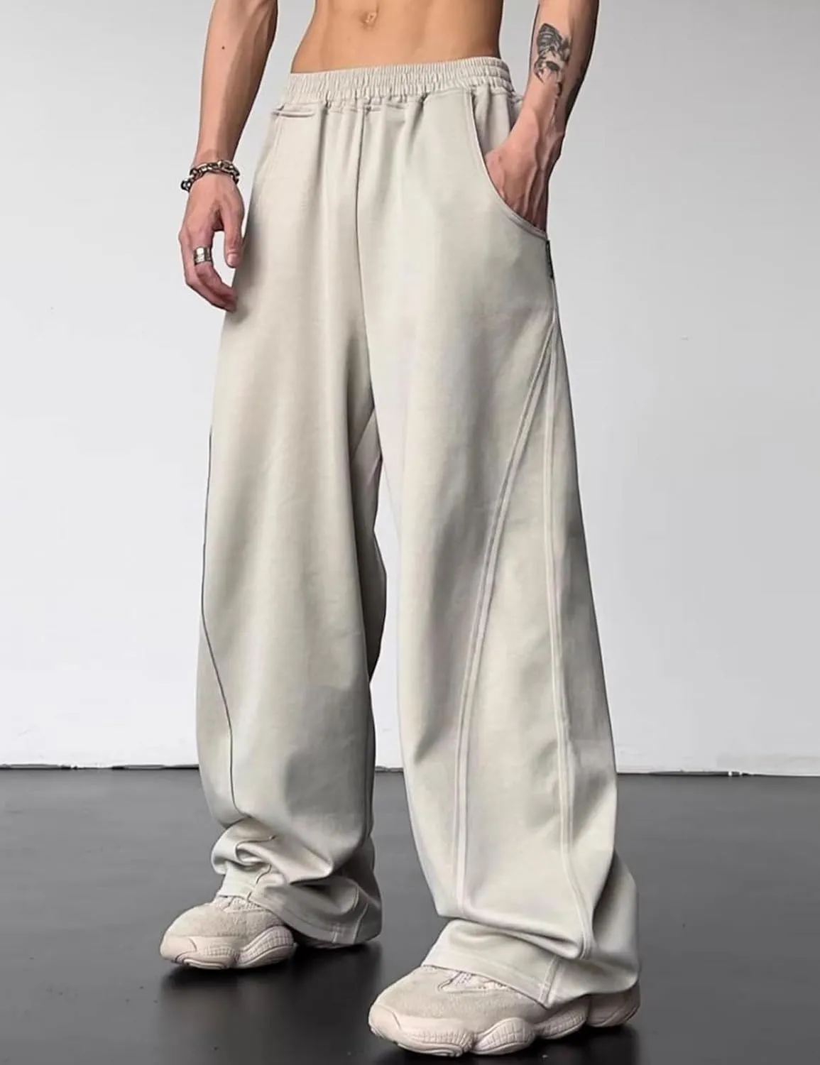 Mens Wide Leg Sweatpants Y2k Baggy Track Pants Loose Yoga Gym Pants Open Bottom Sweatpants for Men