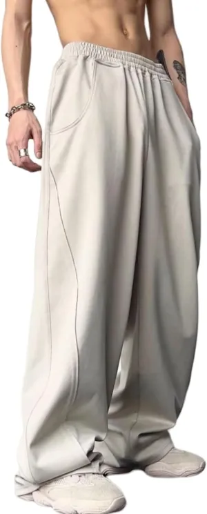 Mens Wide Leg Sweatpants Y2k Baggy Track Pants Loose Yoga Gym Pants Open Bottom Sweatpants for Men