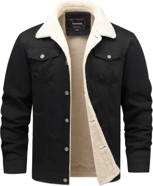 Men's Winter Sherpa Lined Fleece Military Cargo Jacket Cotton Outerwear Jacket Coat