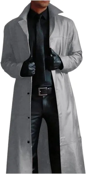 Mens Wool Blend Coat Winter Trench Coats Notched Lapel Collar Single Breasted Overcoat Classic Peacoat With Pockets