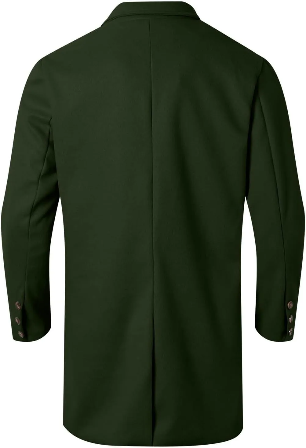 Men's Wool Blend Pea Coat Notched Collar Single Breasted Mid Long Windbreaker Overcoat Warm Winter Trench Coat M-2XL