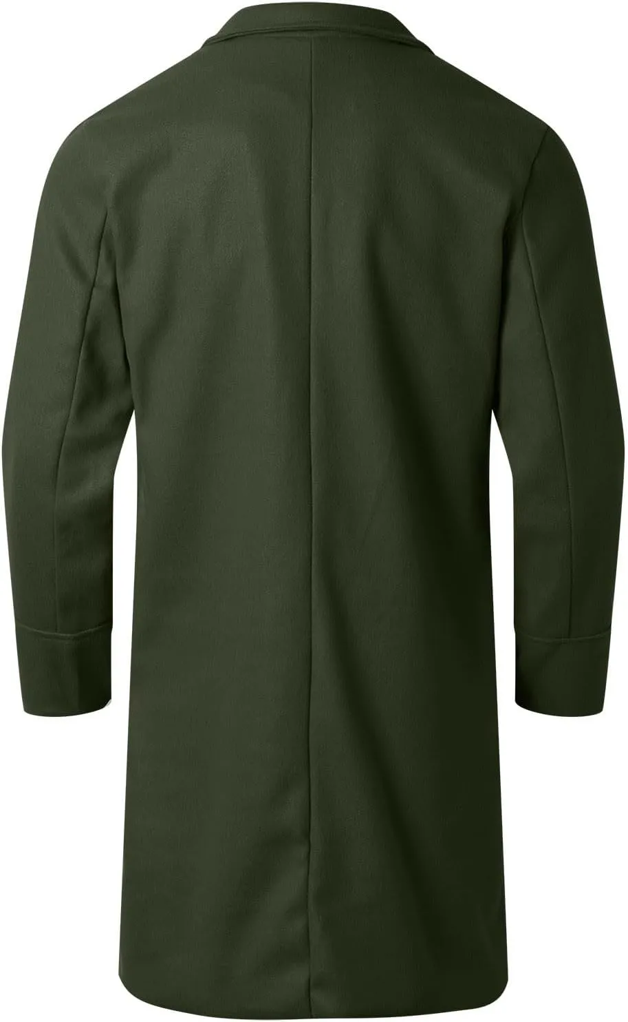 Mens Wool Blend Pea Coat Slim Fit Winter Trench Coat Notched Lapel Double Breasted Overcoat Business Mid Long Jacket