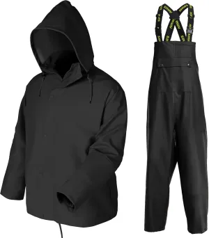Men's Workwear PRO Rain Suit - Waterproof Jacket and Bib Pants 3-piece Set for Ultimate Safety and Comfort