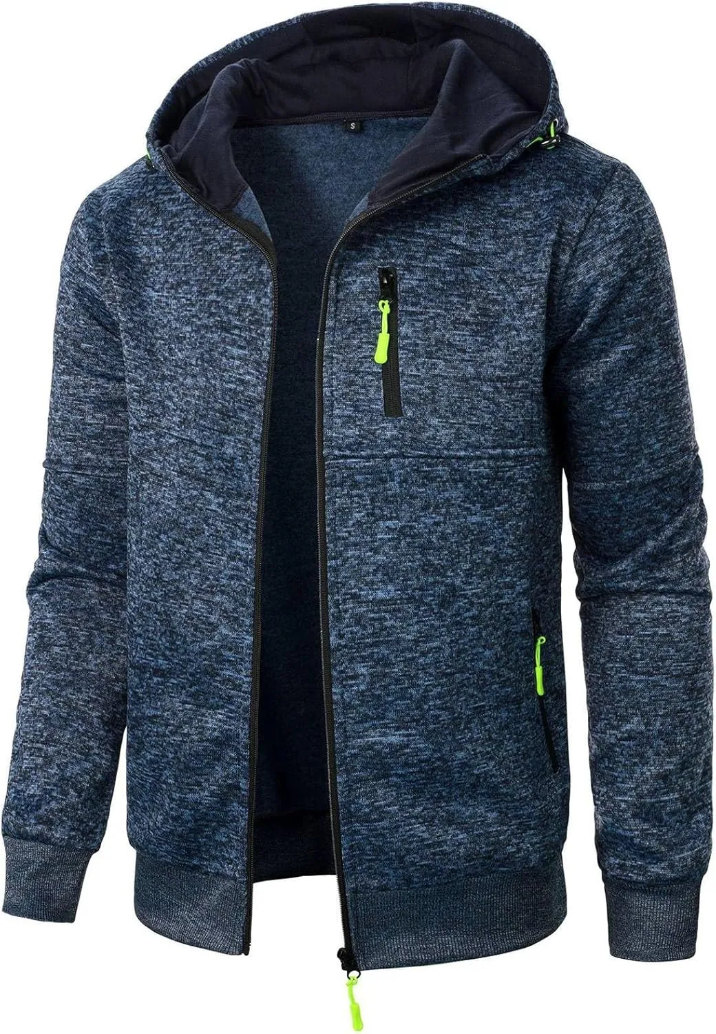 Men's Zip Up Hoodie Thermal Winter Sweatshirt Big and Tall Warm Sweater