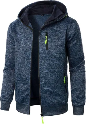 Men's Zip Up Hoodie Thermal Winter Sweatshirt Big and Tall Warm Sweater