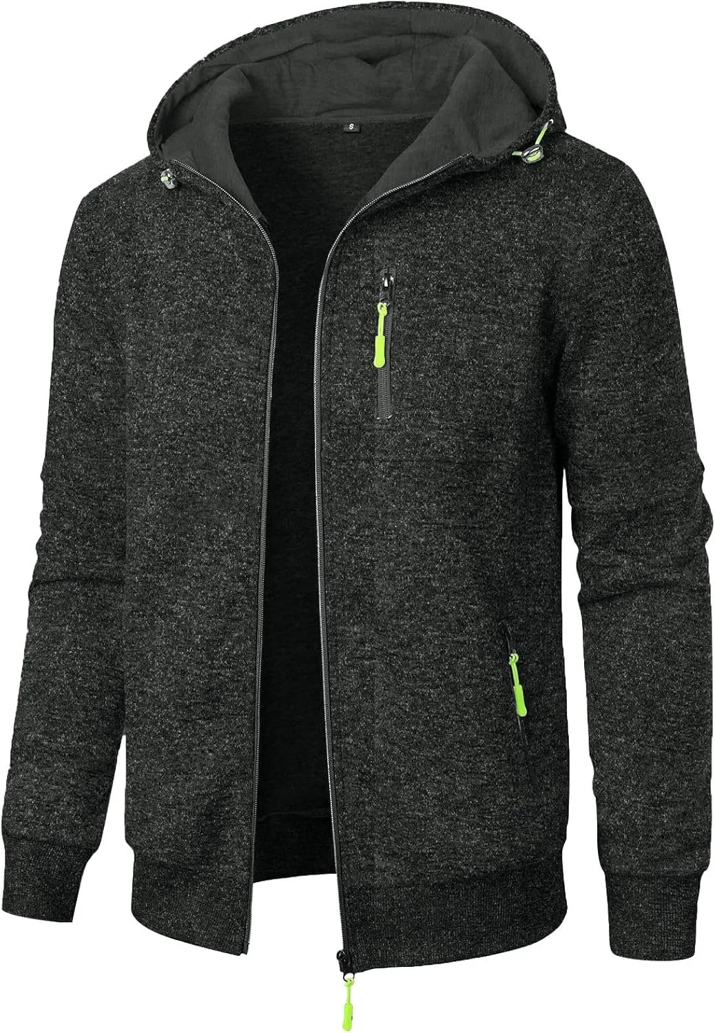 Men's Zip Up Hoodie Thermal Winter Sweatshirt Big and Tall Warm Sweater