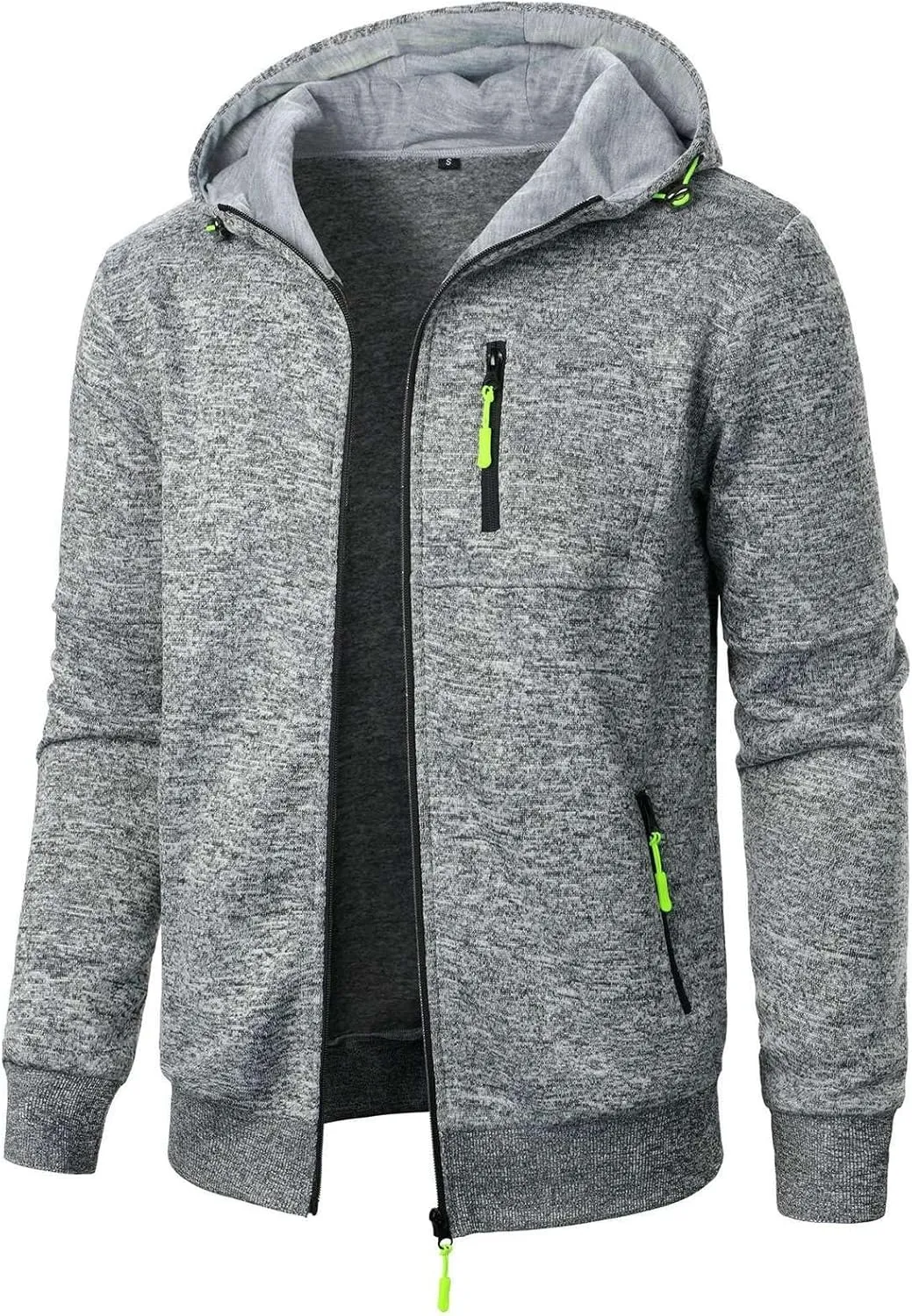 Men's Zip Up Hoodie Thermal Winter Sweatshirt Big and Tall Warm Sweater