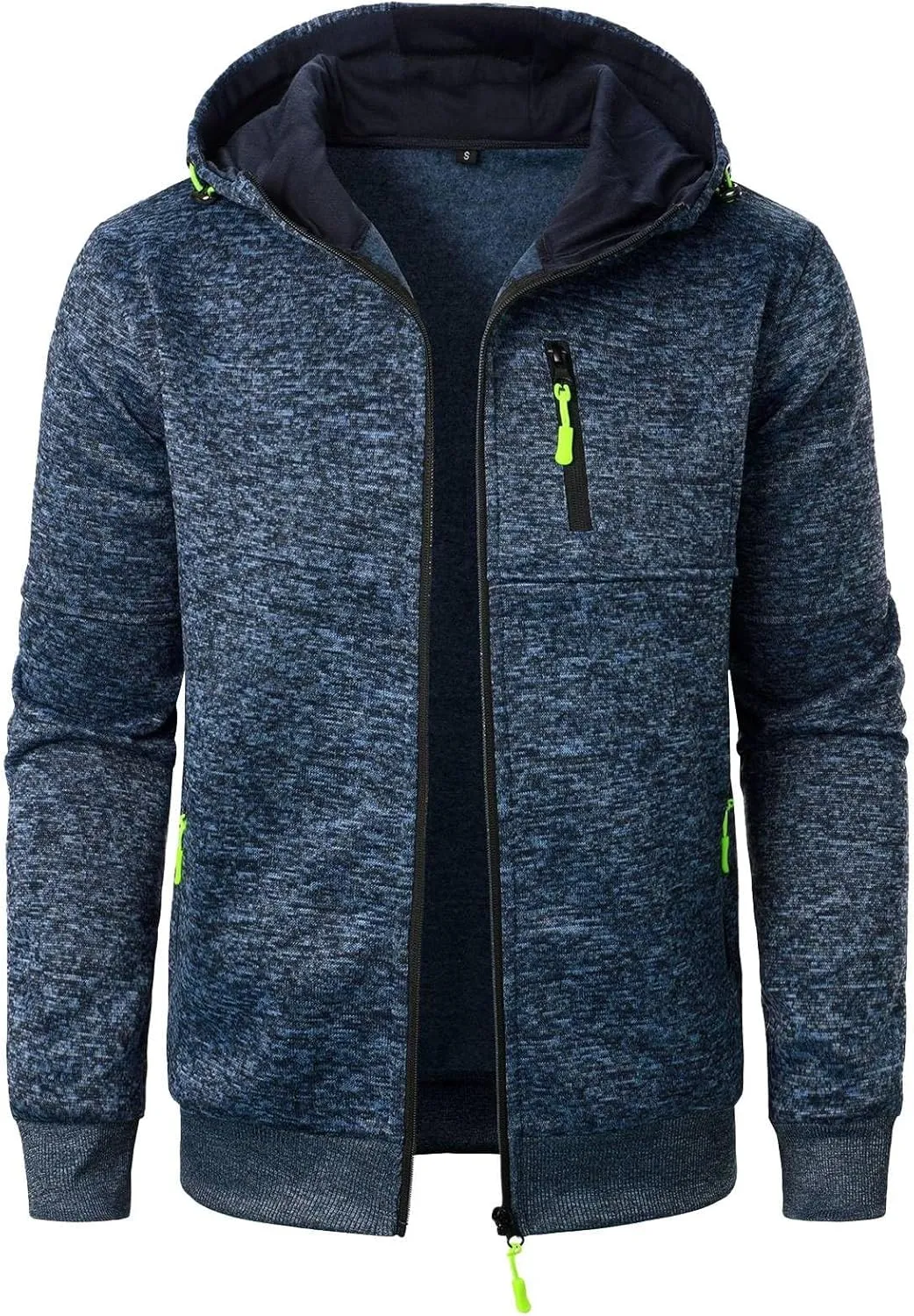 Men's Zip Up Hoodie Thermal Winter Sweatshirt Big and Tall Warm Sweater