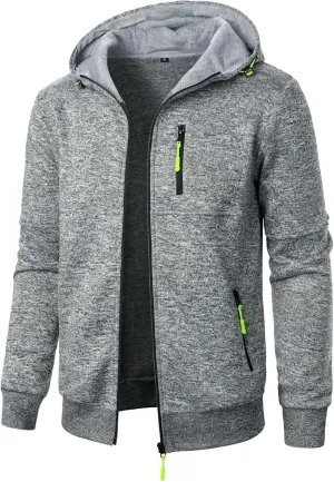 Men's Zip Up Hoodie Thermal Winter Sweatshirt Big and Tall Warm Sweater
