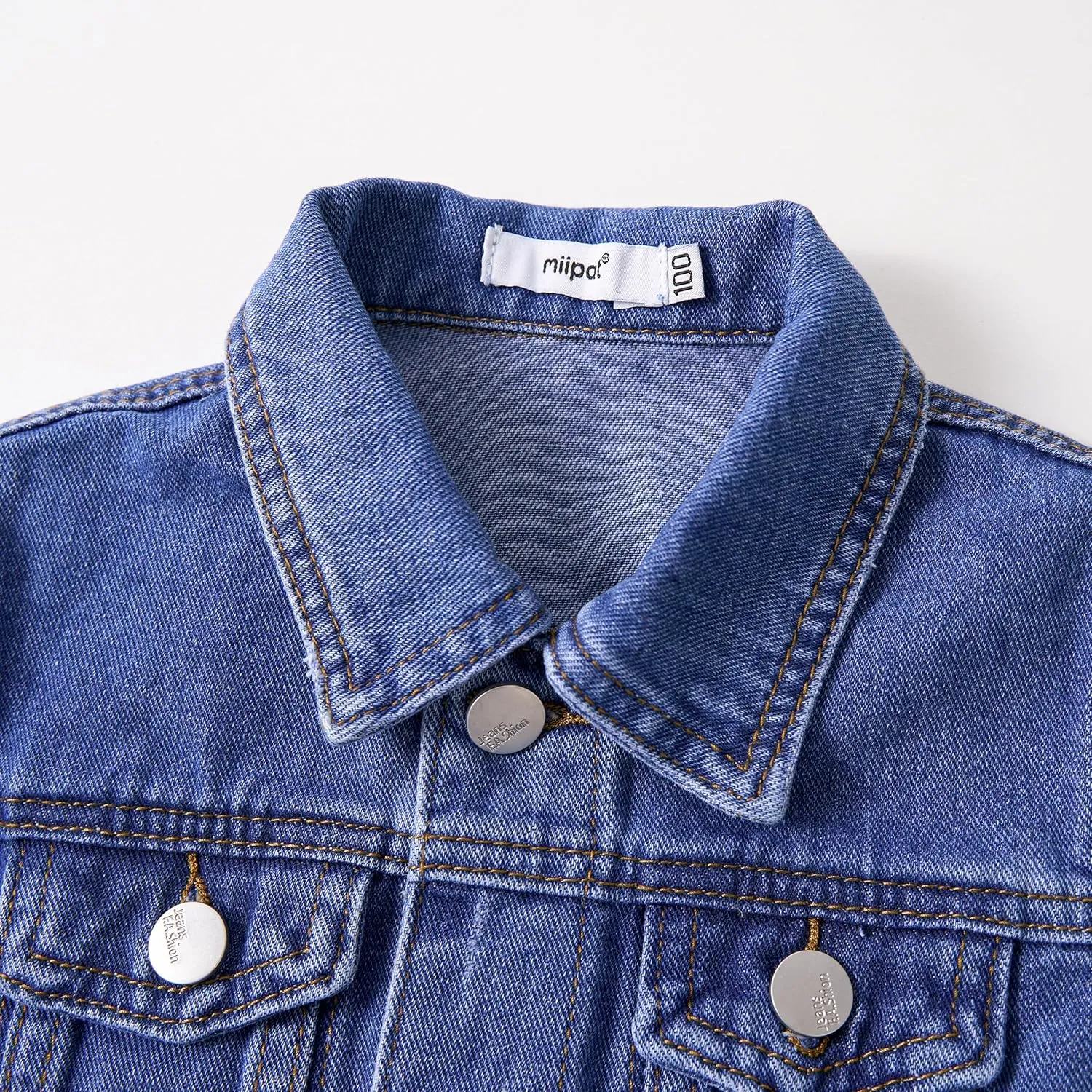Miipat Toddler Girls Denim Jacket Sequin Patchwork Jean Jacket Little Kids Button Down Long Sleeve Jean Coat