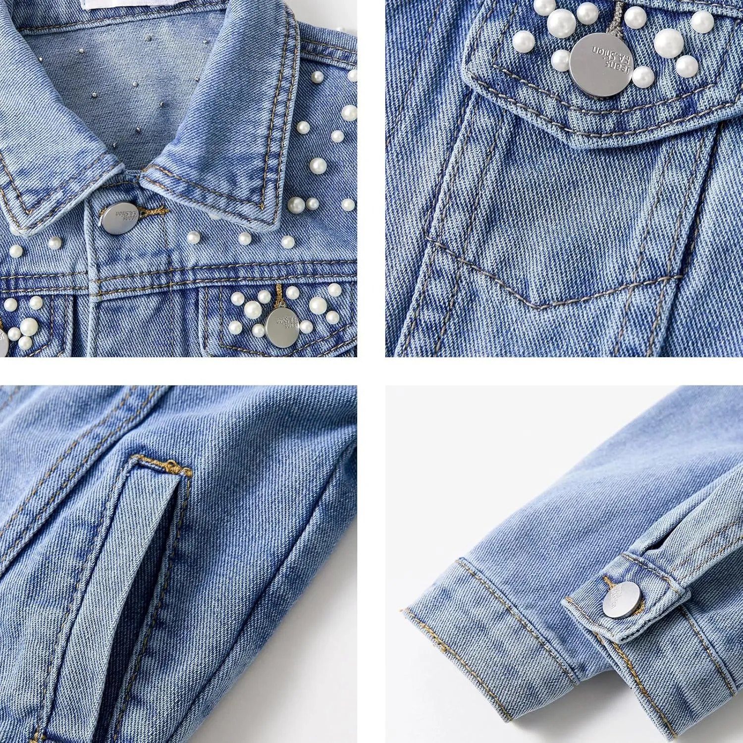 Miipat Toddler Girls Denim Jacket Sequin Patchwork Jean Jacket Little Kids Button Down Long Sleeve Jean Coat