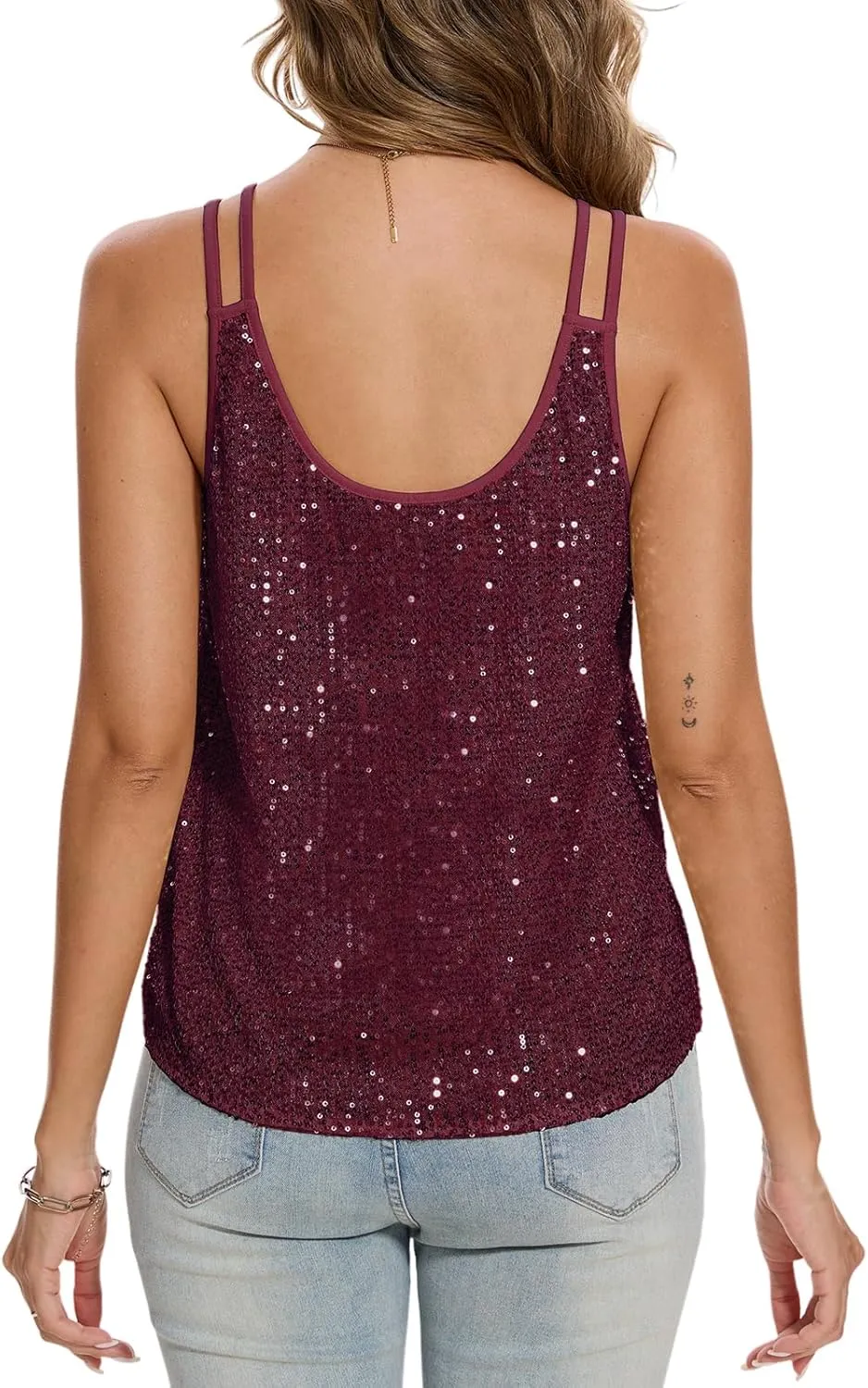 MINTLIMIT Sequin Tops for Women Sleeveless Sparkle Shimmer Tank Tops Glitter Disco Party Camisole Vest Top Blouse Shirt