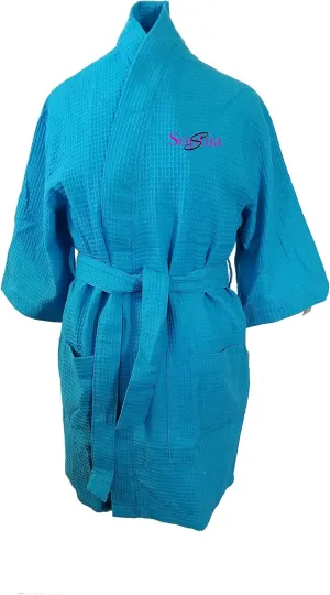 Monogrammed Bathrobes Cotton Waffle Short Names Design Initals