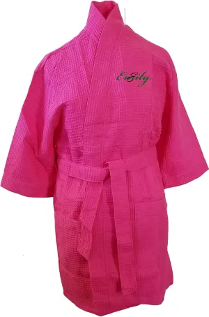 Monogrammed Bathrobes Cotton Waffle Short Names Design Initals