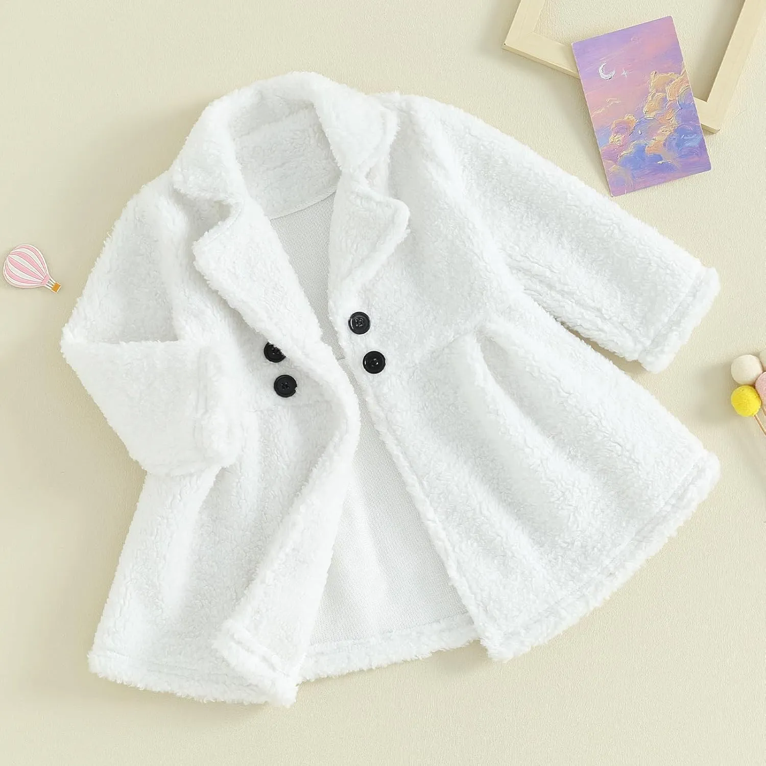 Mubineo Toddler Baby Girl Fall Winter Clothes Sherpa Trench Coat Fleece Princess Dress Coat Jacket Kids Overcoat