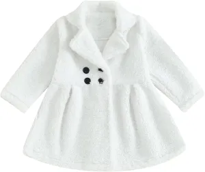 Mubineo Toddler Baby Girl Fall Winter Clothes Sherpa Trench Coat Fleece Princess Dress Coat Jacket Kids Overcoat
