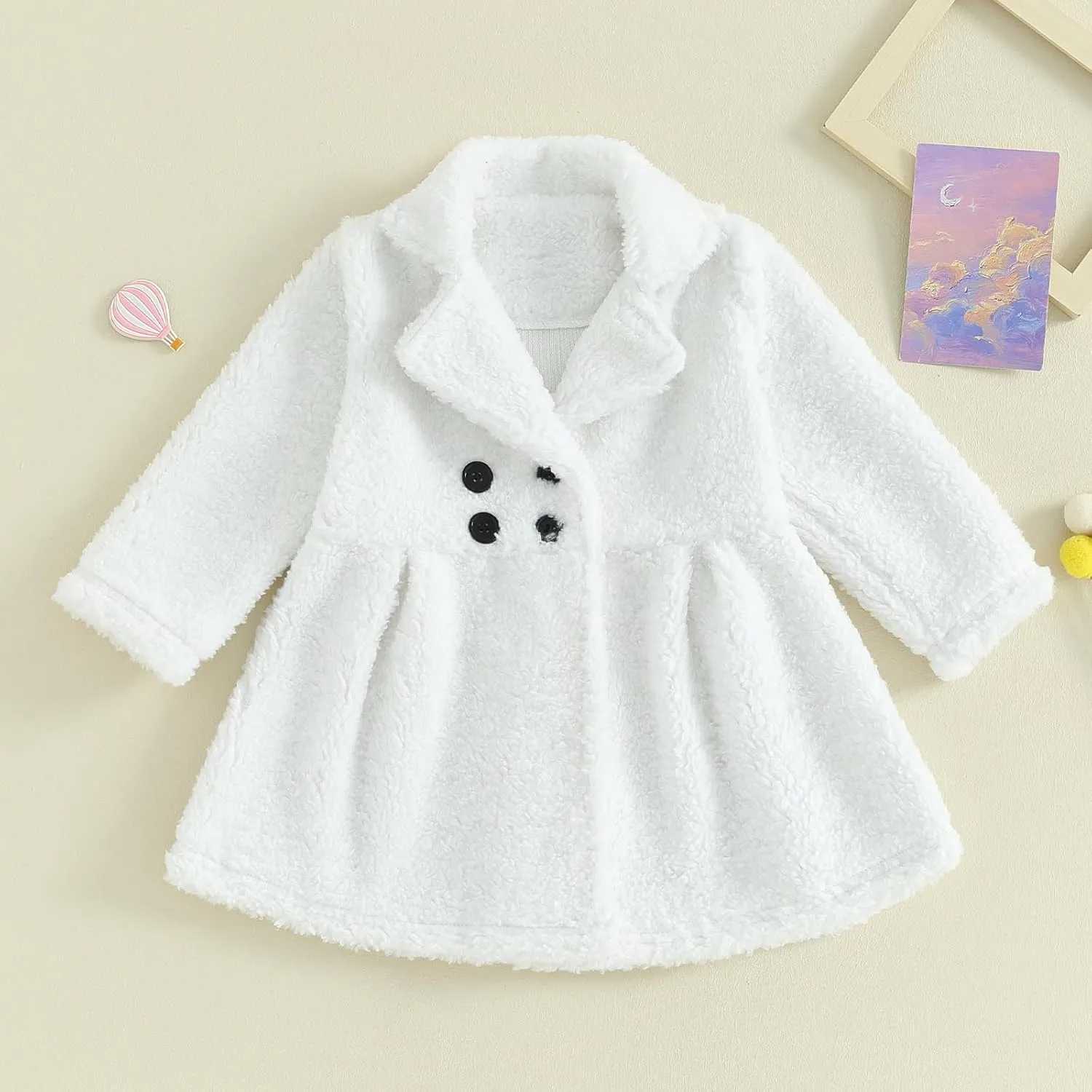 Mubineo Toddler Baby Girl Fall Winter Clothes Sherpa Trench Coat Fleece Princess Dress Coat Jacket Kids Overcoat