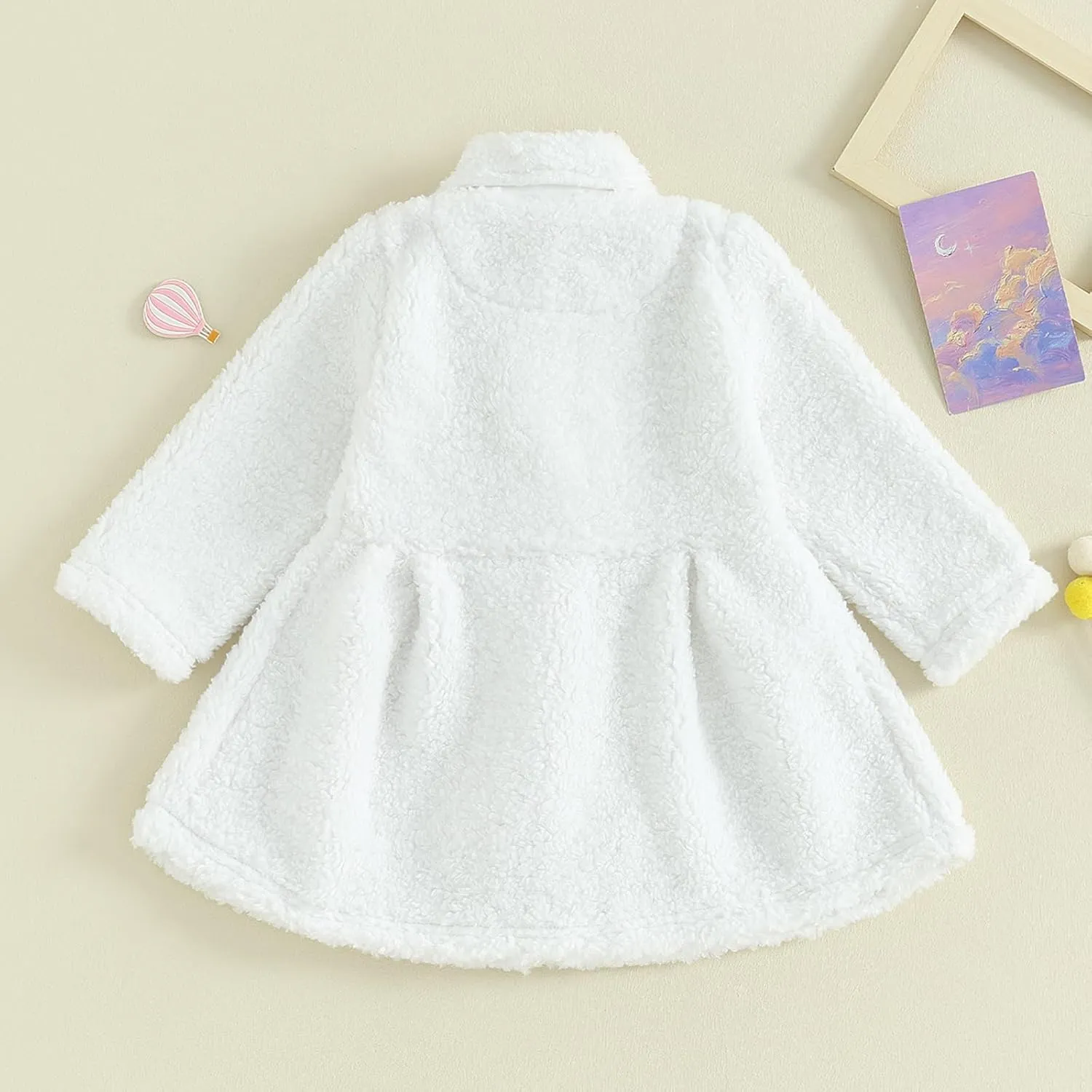 Mubineo Toddler Baby Girl Fall Winter Clothes Sherpa Trench Coat Fleece Princess Dress Coat Jacket Kids Overcoat
