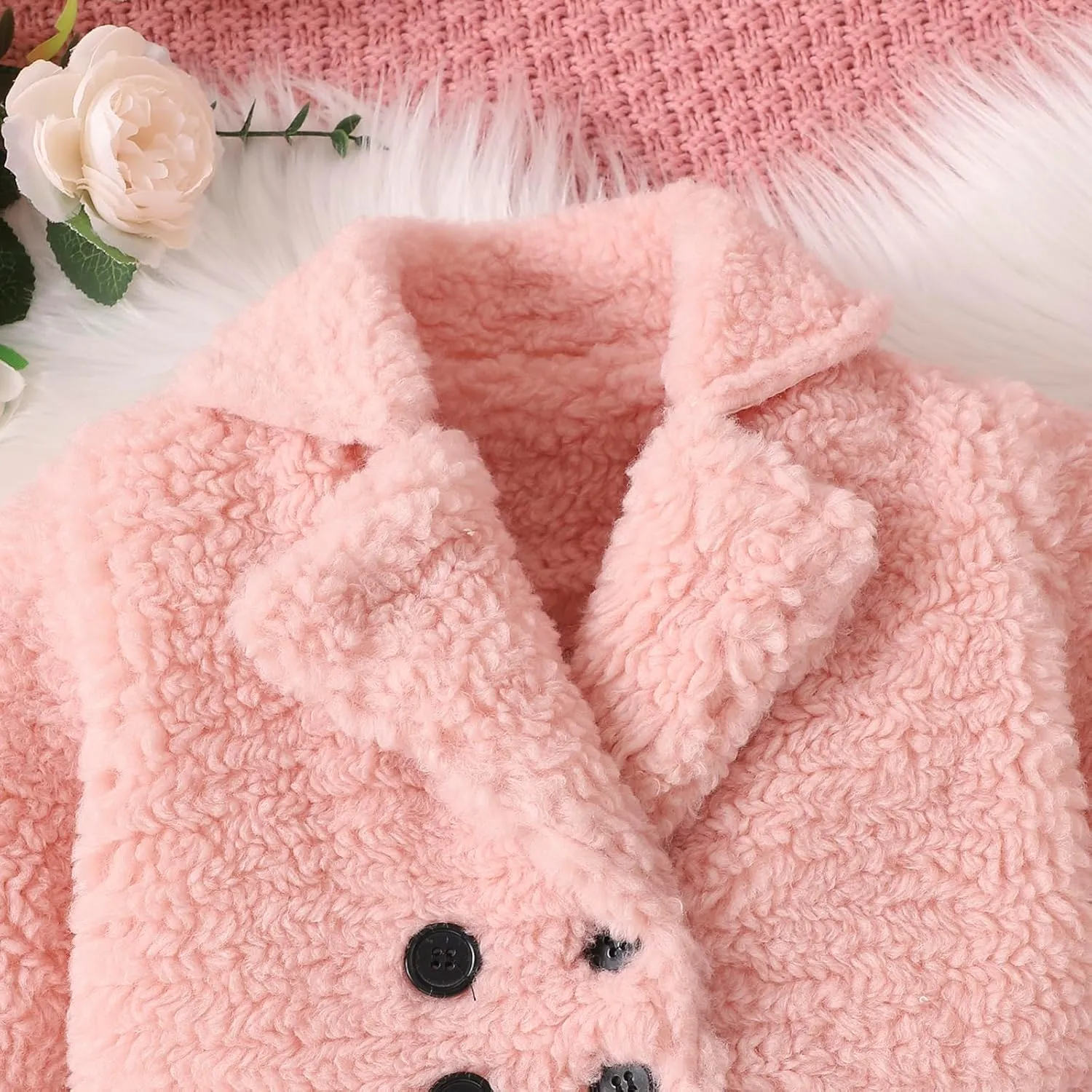 Mubineo Toddler Baby Girl Fall Winter Clothes Sherpa Trench Coat Fleece Princess Dress Coat Jacket Kids Overcoat