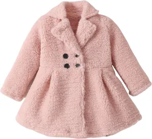 Mubineo Toddler Baby Girl Fall Winter Clothes Sherpa Trench Coat Fleece Princess Dress Coat Jacket Kids Overcoat