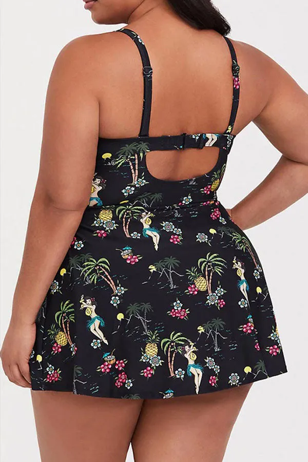 Natural Print Kitsch Tankini Dress