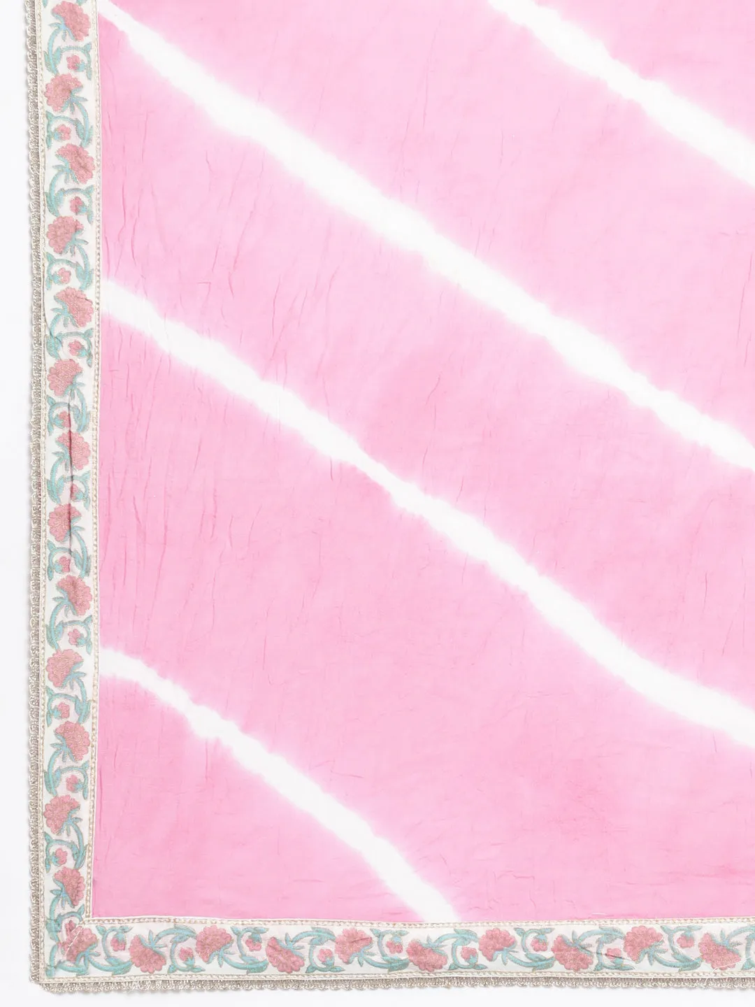 Neerus Pink Panelled Printed Kurta And Palazzos With Dupatta